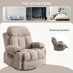 uhomepro Power Lift Recliner Chairs with Massage and Heat, Electric Fabric Recliner Chair for Elderly, Living Room Furniture with USB Ports, 2 Cup Holders, and Side Pocket, Brown