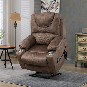 uhomepro Oversized Power Lift Recliner Chair with Massage and Heat for Elderly, Large Wide Seat Recliners for Big and Tall, Safety Motion Reclining Mechanism with Hidden Cup Holder