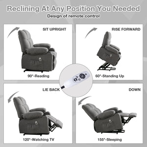 uhomepro Power Lift Recliner Chair for Elderly, Heat and Massage Lift Recliners Chair for Seniors, Living Room Furniture Recliner Chair with Cupholder and Side Pocket, 350 lb Capacity