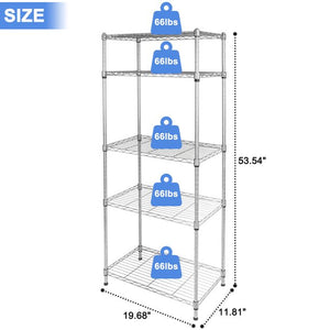 uhomepro Black 5-Shelf Metal Wire Storage Shelves Unit 19"Lx11"Wx53"H