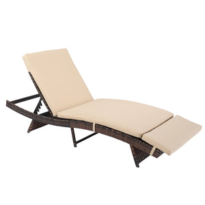 uhomepro 2-Piece Outdoor Patio Furniture Set Chaise Lounge, Patio Reclining Rattan Lounge Chair Chaise Couch Cushioned with Adjustable Back, Lounger Chair for Pool Garden