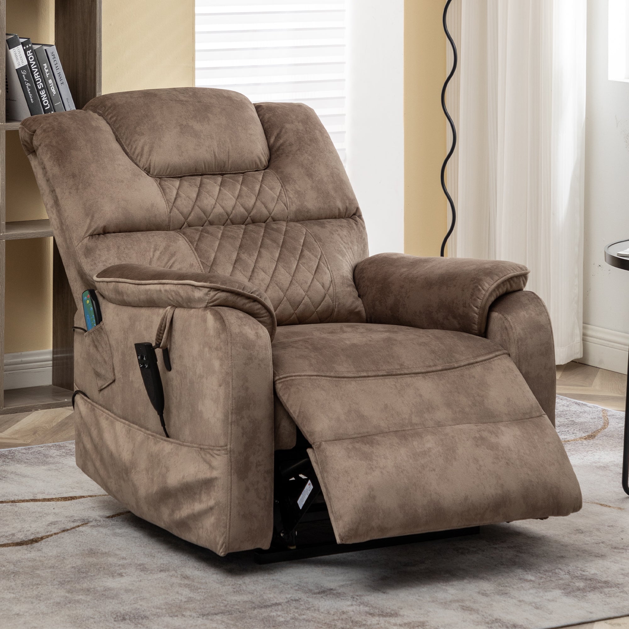 Uhomepro Large Massage Recliner Chair, Velvet Electric Heated Power Lift Recliner Chairs for Adults Oversize, Recliner Sofa 400 lb Capacity with 5