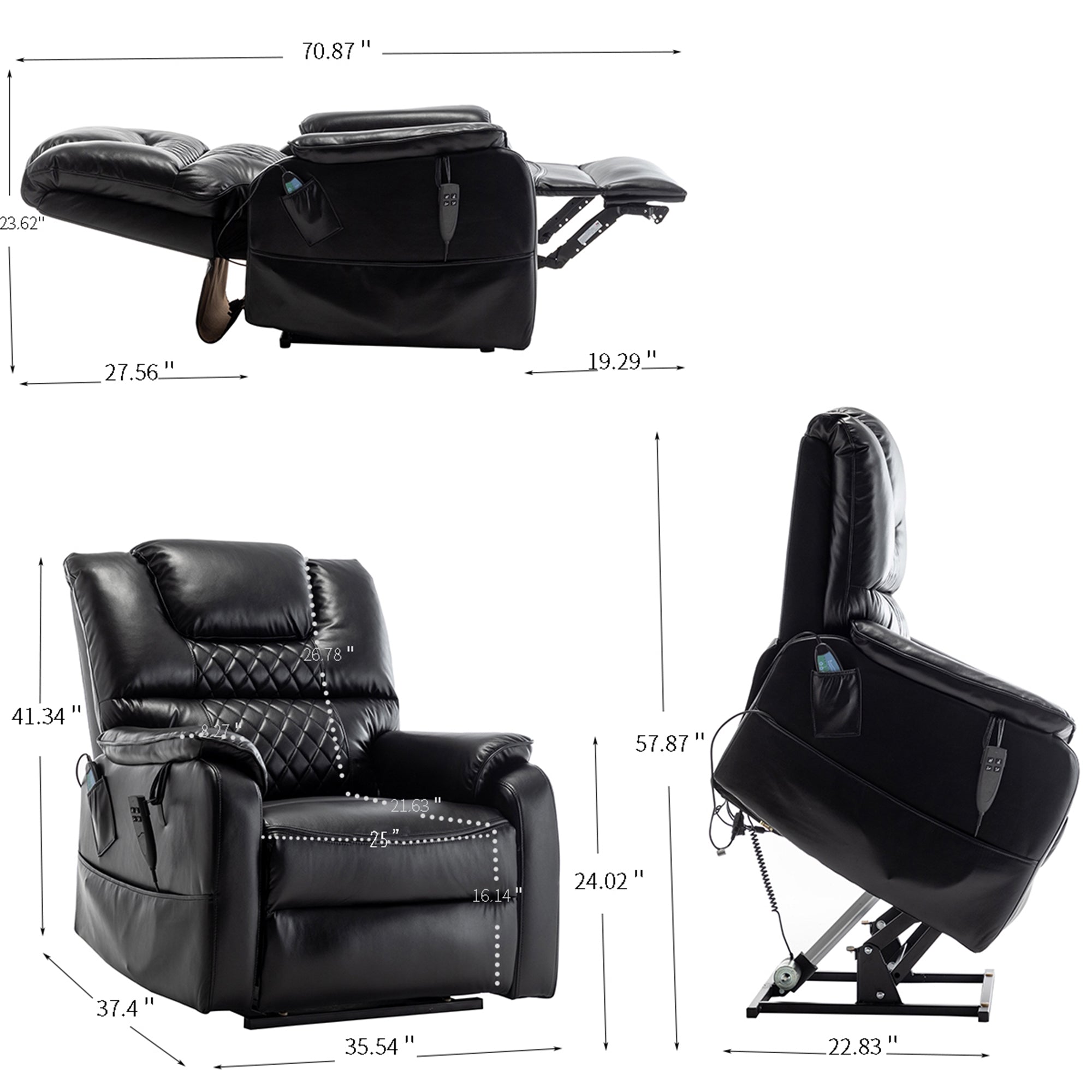 uhomepro Large Massage Recliner Chair, Velvet Electric Heated
