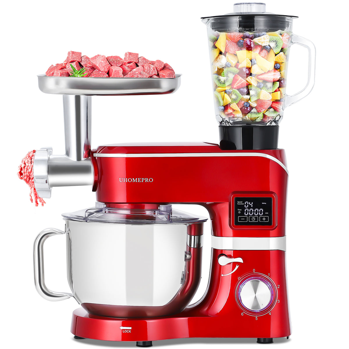 9-in-1 Stand Mixer, 6.5 QT Tilt-Head 6+P Speed Food Mixer