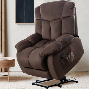 Electric Recliner Chair, Heavy Duty Power Lift Recliners for Elderly, 300 lb Capacity Bedroom Chair with Side Pockets, Remote Controller, Modern Fabric Reclining Office Chair