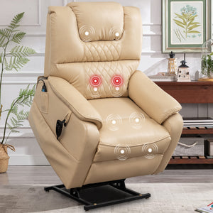 uhomepro Large Heated Recliner Massage Chair 400 LB for Big and Tall, PU Leather Power Lift Recliner, Infinite Position Oversize Massage Living Room Chair
