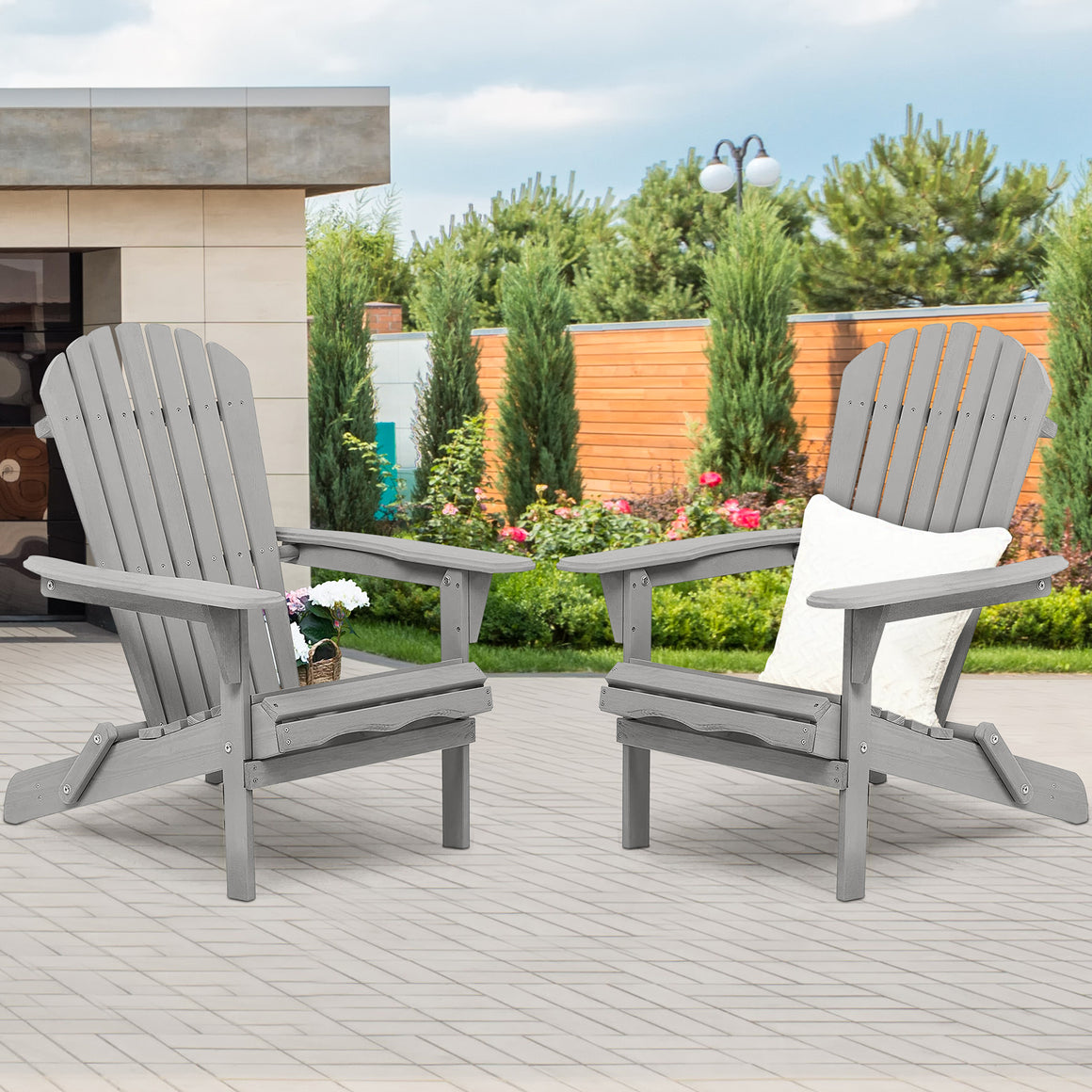 uhomepro Outdoor Adirondack Chairs Set of 2, Folding Fire Pit Chair, Weather Resistant Patio Lawn Chair for Outside Deck Garden Backyard Balcony