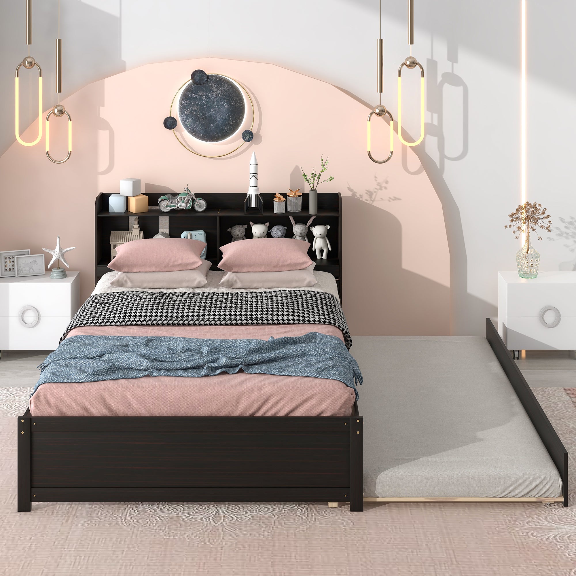Bo Full Size Storage Bed with Bookcase Headboard