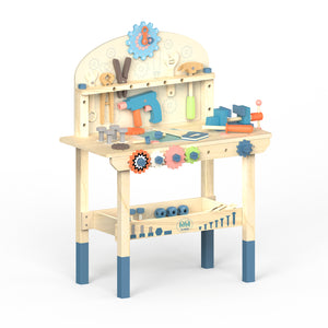 UHOMEPRO Play Workbenches Tools, Wooden Play Tool Workbench Set with Tool Bench Playset, Preschool Tool Sets Toys for 3+ Boys Girls, Multicolor
