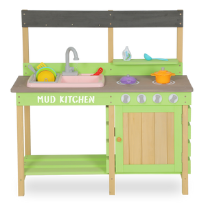 UHOMEPRO Toddler Kitchen Play, Toy Kitchen Sets Fun with Friends Kids Kitchen, Pretend Play Kitchens Play Equipment for Boys and Girls, Green