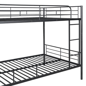uhomepro Full Over Full Bunk Bed with Metal Frame and Ladder, Bunk Bed Can Be Divided Into 2 Full Beds for Kids Adults, Durable Bunk Bed Frame with Metal Support Slat, Safety Guardrail