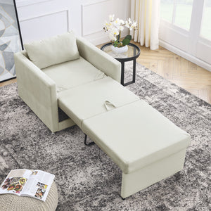 uhomepro 2-in-1 Sofa Bed Chair, Multi-Use Folding Guest Velvet Bed Full Padded Lounge Couch Bed, Convertible Single Sofa Chair for Small Apartment Living Room Bedroom, Beige