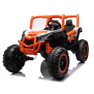 UHOMEPRO 24V Ride On UTV Car for Kids,2 Seater with Two Safety Belts, Ride On Truck with Parent Remote Control, Battery Powered Electric Car, Orange