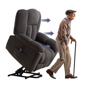 uhomepro Power Lift Recliner Chairs for Elderly with Massage and Heat, Heavy Duty Reclining Mechanism Massage Recliner Chair with 2 Cup Holders, Side Pocket, USB Ports