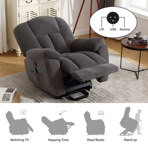 uhomepro Power Lift Recliner Chairs for Elderly with Massage and Heat, Heavy Duty Reclining Mechanism Massage Recliner Chair with 2 Cup Holders, Side Pocket, USB Ports