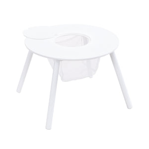 UHOMEPRO Kids' Tables Chair Sets, Children Play Table with 4 Chairs, Toddlers' Room Furniture Set, Playroom Furniture, Kids Round Table with Storage for Girls, Boys, White