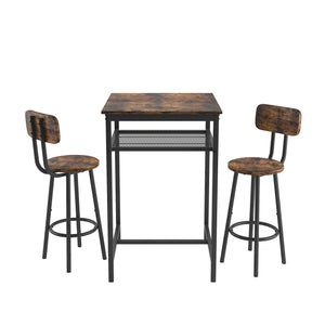 uhomepro 3 Pieces Bar Table Set, Modern Bar Table Set with 2 Stools, Home Kitchen Breakfast Table and Chairs Set Ideal for Pub, Living Room, Breakfast Nook, Easy to Assemble