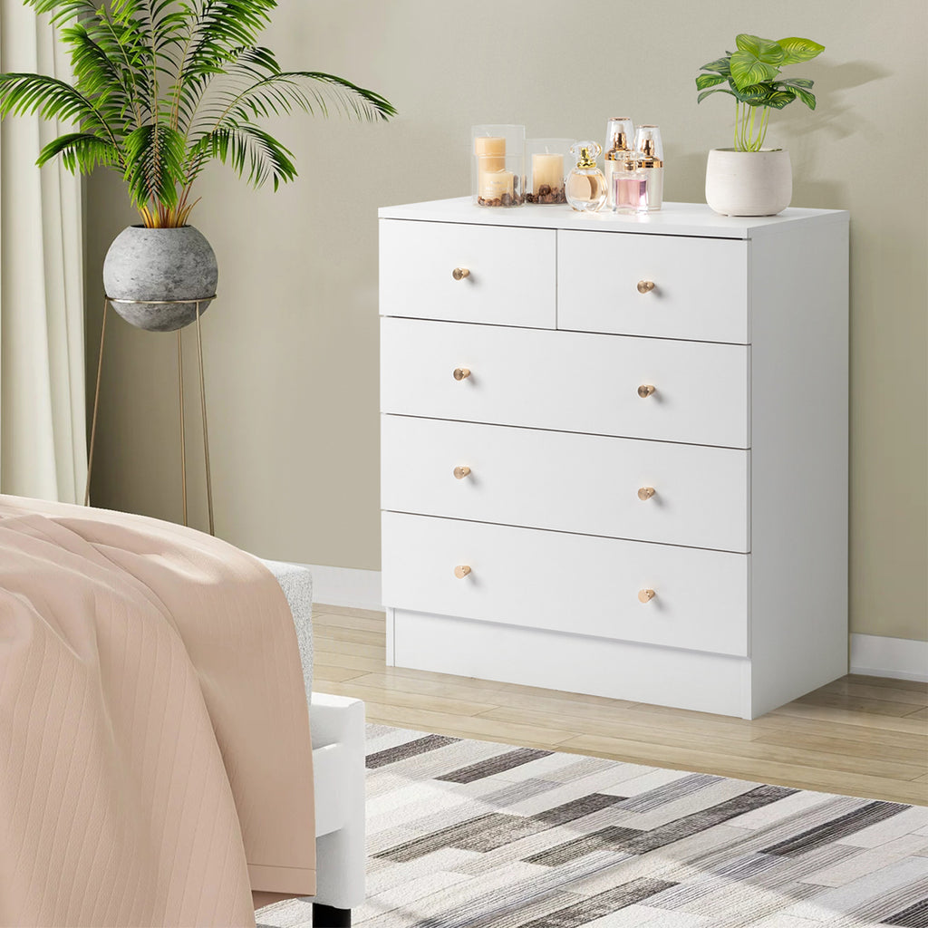 small white dresser Okak 5-Drawer Narrow Dresser,Vertical Chest for Small Spaces,Tall Storage Cabinet with Soft-Close Drawers for Bedroom/Entryway/Living Room, White