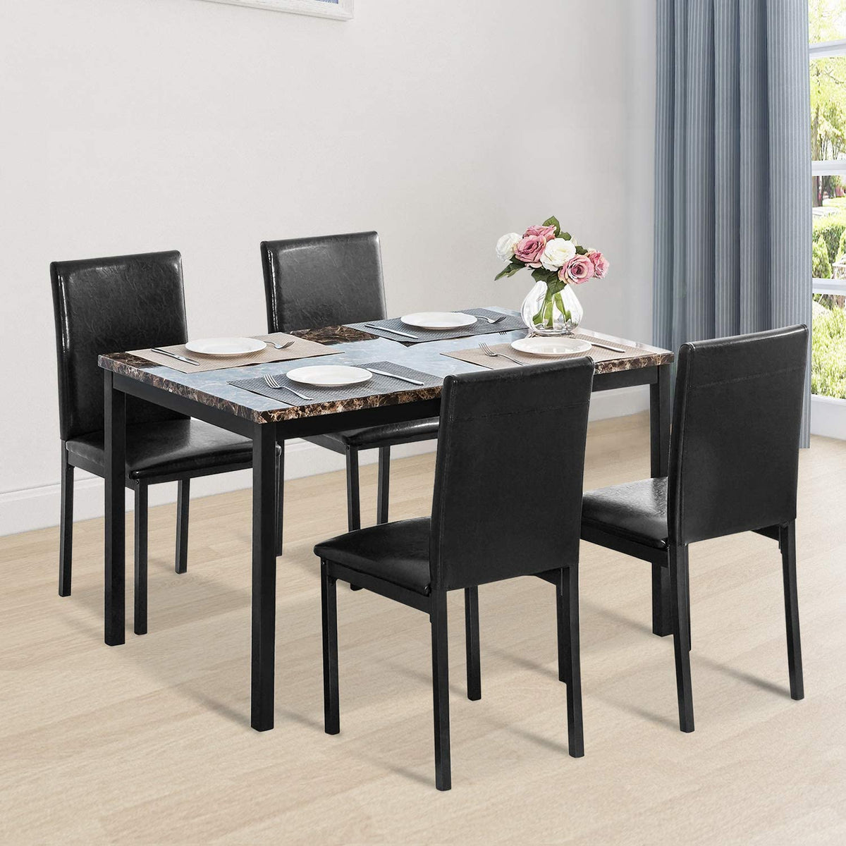 uhomepro 5-Piece Dining Room Table Set for 4 Person,30.1 Elegant Dinin ...