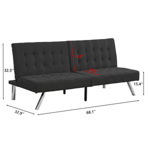 uhomepro Fabric Covered Futon Sofa Bed with Adjustable Backrest, Convertible Sofa and Couch, Sleeper Sofa Bed for Living Room