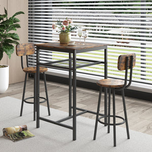 uhomepro 3 Pieces Bar Table Set, Modern Bar Table Set with 2 Stools, Home Kitchen Breakfast Table and Chairs Set Ideal for Pub, Living Room, Breakfast Nook, Easy to Assemble