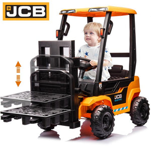 JCB Kids Ride on Forklift Cars with Lifting Pallet, 12V Powered Ride on Toy Cars with Remote Control, 4 Wheels Electric Forklift Toy for Kids 3-6 Years Old Christmas Gift, 3 Speeds, Yellow