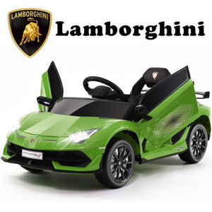 Lamborghini 24V Powered Kids Ride on Car, 4-Wheel Shock Suspension Ride on Toy With Remote Control, Music Player, Radio, Electric Cars for Boy Grilr 3-6, Green