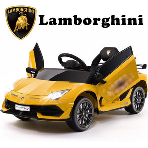 Lamborghini 24V Powered Kids Ride on Car, 4-Wheel Shock Suspension Ride on Toy With Remote Control, Music Player, Radio, Electric Cars for Boy Grilr 3-6, Green