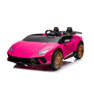 Lamborghini Huracan 24 V Powered Ride on Car Real 2 Seat, 4WD Electric Vehicle with Remote Control, Suspension, LED Light, Music, Bluetooth, Kids Ride on Toys for 3-8 years old Boys Girls