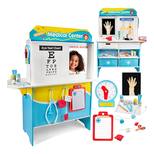 uhomepro Wooden Play Doctor Set for Kids, Pretend Toy Doctor Playset w