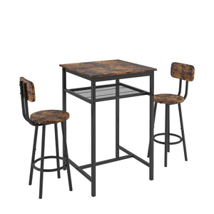 uhomepro 3 Pieces Bar Table Set, Modern Counter Height Kitchen Table and Chairs for 2, Wood Pub Bar Table Set Perfect Breakfast Nook, Small Space Living Room