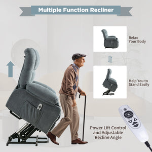 uhomepro Power Lift Recliner Chair for Elderly, Heat and Massage Lift Recliners Chair for Seniors, Living Room Furniture Recliner Chair with Cupholder and Side Pocket, 350 lb Capacity