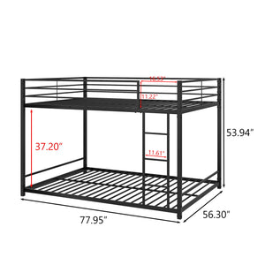 uhomepro Metal Bunk Bed Full Over Full, Heavy Duty Bed Frame with Safety Guard Rails, Flat Ladder, Durable Bunk Beds Full Over Full Size for Kids Teens Adults, Bedroom Furniture