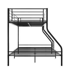 Metal Bunk Bed Twin Over Full, Heavy Duty Bed Frame with Safety Guard Rails, Flat Ladder, Durable Bunk Beds Twin Over Full Size for Kids Teens Adults, Bedroom Furniture, 78"Lx56"Wx58"H, White