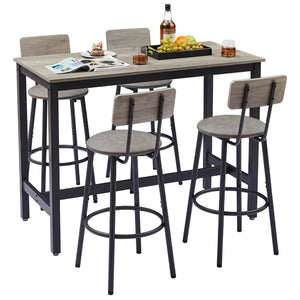 uhomepro 5 Pieces Dining Table Set, Bar Table and Chairs Set, Counter Height Table with 4 Bar Stools, Modern Pub Table Dining Room Table Set for Kitchen, Breakfast Nook