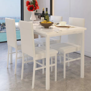 5 Piece Dining Room Table Set, Modern Dining Table Sets with Gray Velvet Upholstered Chairs for 4, Wooden Kitchen Table Set with White Table Top for Home, Kitchen, Living Room, Restaurant, CL621