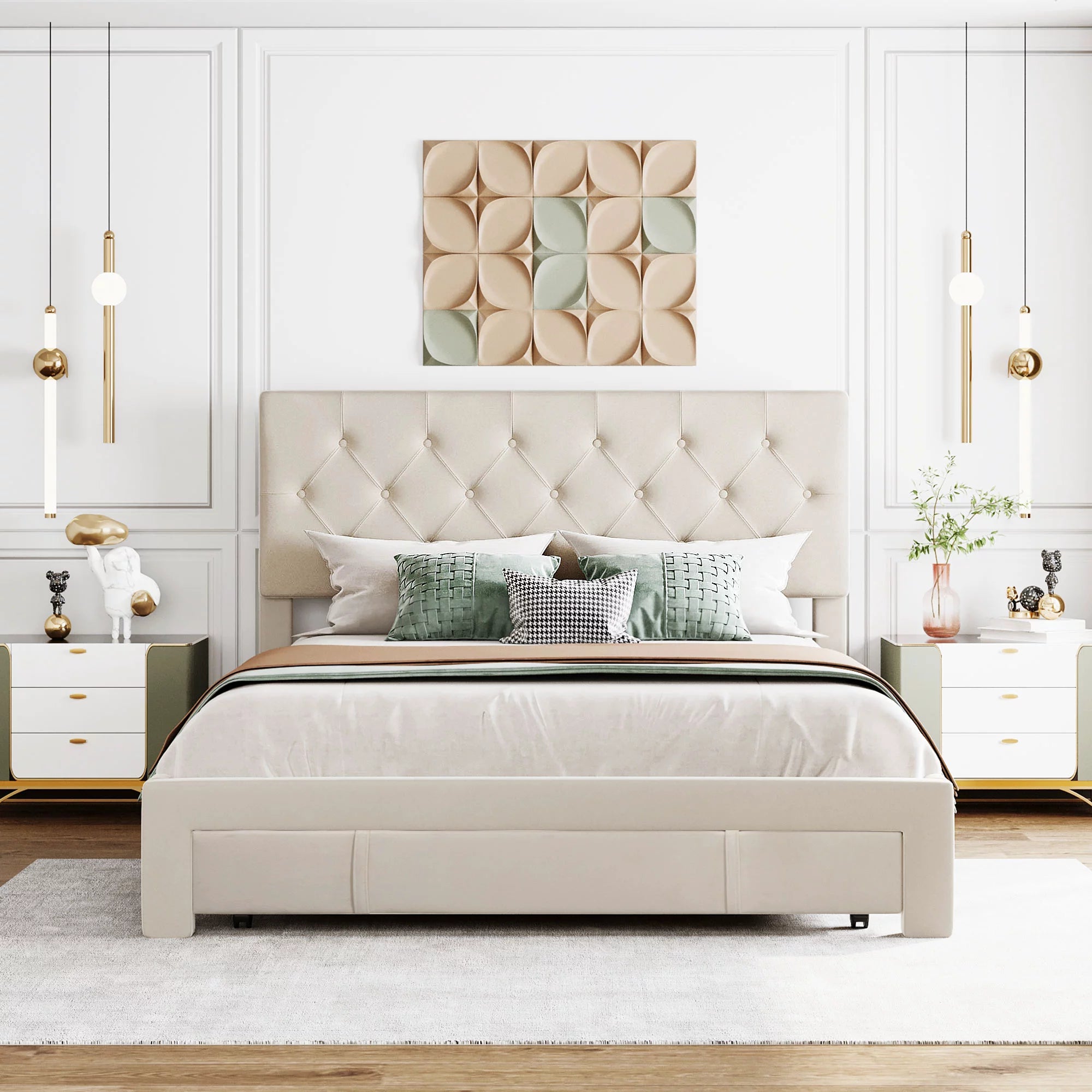 Modern upholstered queen bed deals