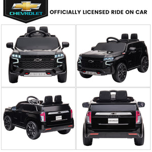 Chevrolet TAHOE Ride on Car for Kids, 12V Powered Ride on Toy with Remote Control, Horn Honking, 4 Wheels Suspension, Safety Belt, MP3 Player, Electric Vehicles for 3-6 Years Old Gift for Boys & Girls