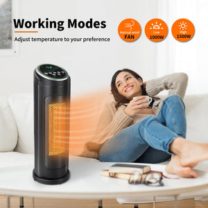 uhomepro Electric Heaters, Safe Infrared Quartz Electric Heater Portable Space Heater 750W 1500W 12H Timer w/ Remote LED Display, 3 Working Modes, Safe Electric Heater for Home Office Bedroom
