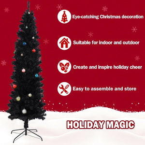 7.5FT 840 Tips Hinged Artificial Christmas Tree Holiday Decoration, Unlit Artificial Trees for Indoors with Sturdy Metal legs, PVC Leaves Christmas Trees, Easy Assembly