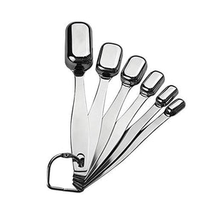 Heavy Duty Stainless Steel Metal Measuring Spoons for Dry or Liquid, Fits in Spice Jar, Set of 6, I2507