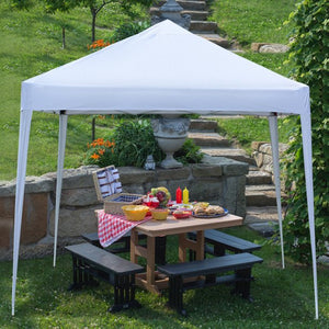 Backyard Tent for Parties, URHOMEPRO Steel Frame Wedding Party Tent, Folding Patio Gazebo with Carrying Bag, Screened Canopy Tent for Camping Outside Party BBQ, 10x10ft, White, W9641