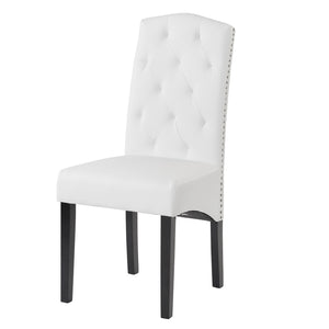 Modern Dining Chairs Set of 2, PU Upholstered Dining Chairs with Nailhead Trim and Solid Wood Legs, Dining Room Chairs, Classic Accent Chair for Living Room, Bedroom, Kitchen, White, W12208