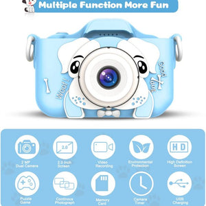 Kids Toys Camera for 3-6 Year Old Girls Boys, Compact Cameras for Children, Best Gift for 5-10 Year Old Boy Girl 8MP HD Video Camera Creative Gifts,Blue(32GB Memory Card Included), I5481
