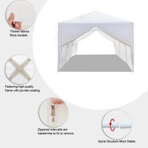 Backyard Tent for Parties, Waterproof Patio Gazebo with 8 Removable Sidewalls, 10x30ft, White, W02