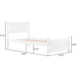 Twin Bed Frames No Box Spring Needed, UHOMEPRO Solid Wood Platform Bed Frame with Headboard, Strong Wooden Slats, Easy Assembly, Twin Bed Frames for Kids, Twin Bed Frames for Adults, White, W14030