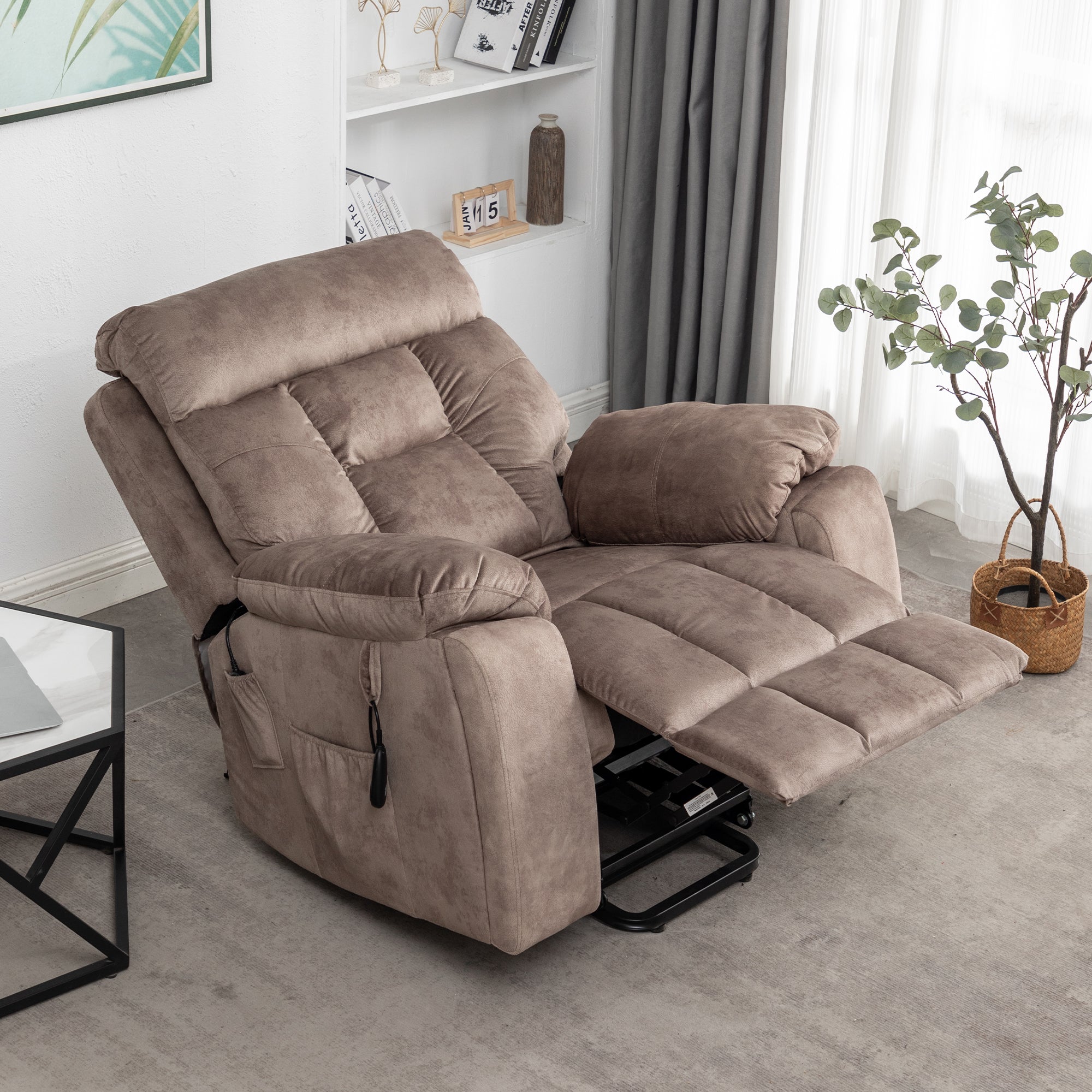 uhomepro Large Massage Recliner Chair, Velvet Electric Heated