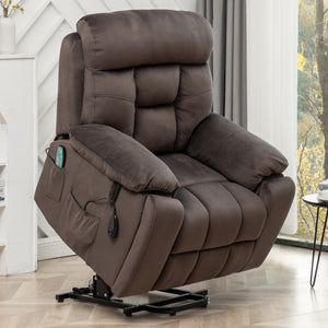 uhomepro Large Electric Massage Recliner with Heat, Fabric Lift Recliner Chair for Elderly Oversize with Hidden Cup Holder, 5 Vibration Modes, Heating Cushions, 330lb Capacity