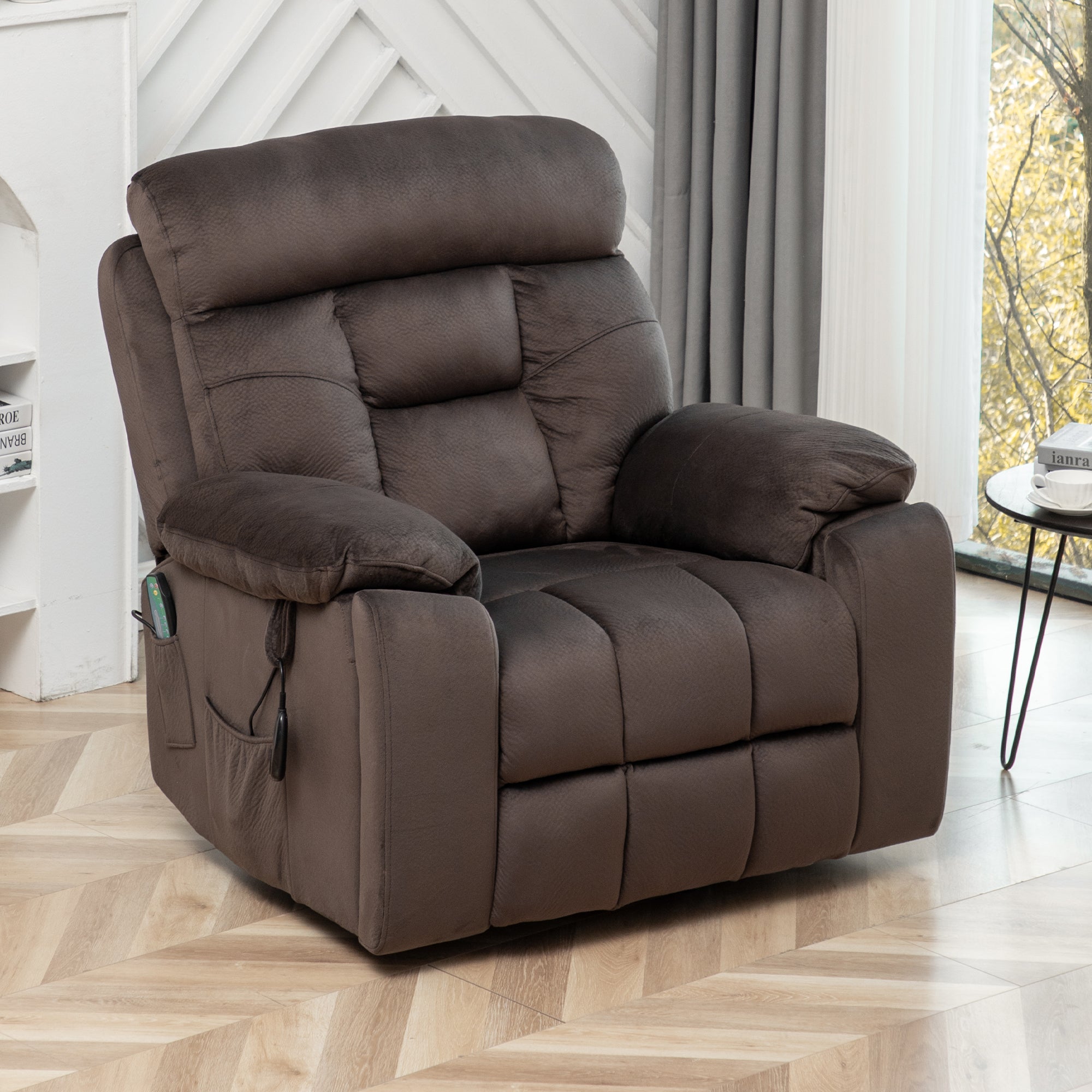 uhomepro Large Electric Massage Recliner with Heat, Fabric Lift