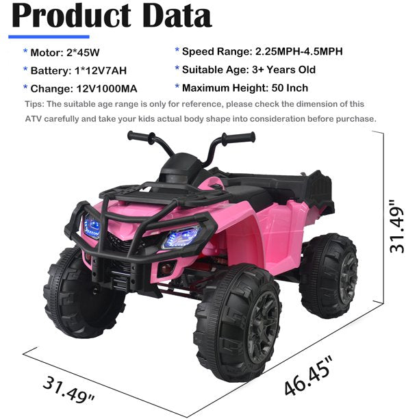 Pink 12 volt 4 wheeler on sale